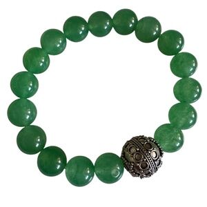 10mm Aventurine Stretch Bracelet with Tibetan Silver Decorative Spacer